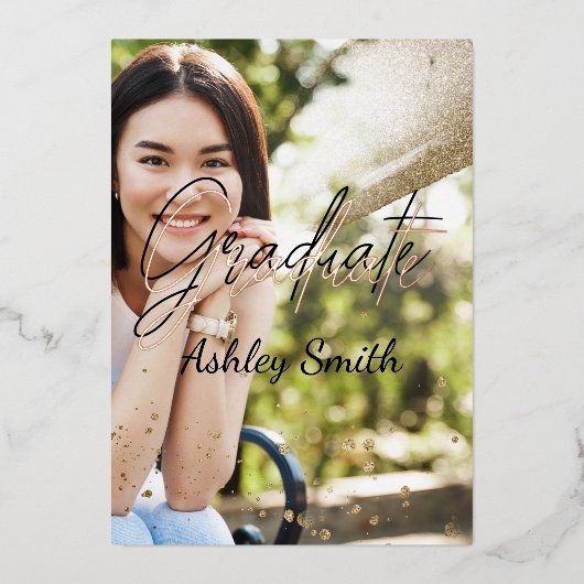 四エレガント光卒業箔招待状 箔招待状 (正面)