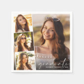 四エレガント写真コラージュ卒業パーティー スタンダードカクテルナプキン (正面)