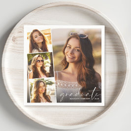 四エレガント写真コラージュ卒業パーティー スタンダードカクテルナプキン