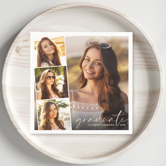 四エレガント写真コラージュ卒業パーティー スタンダードカクテルナプキン