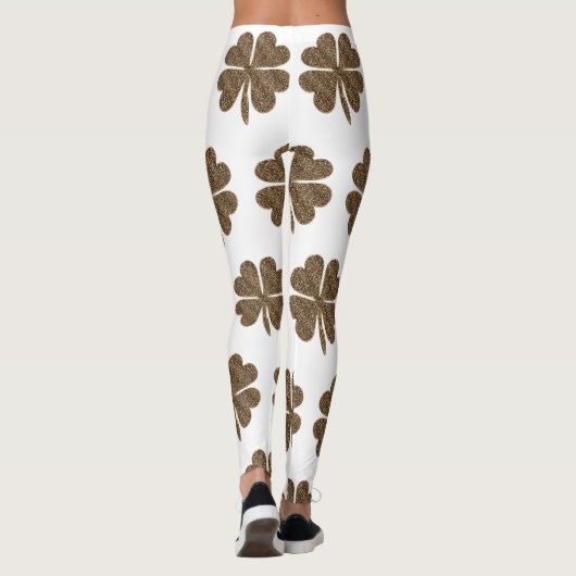 四エレガント葉クローバー模様 レギンス (裏面)