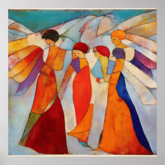 四カラフルつの天使の光を印象派に与える ポスター (正面)