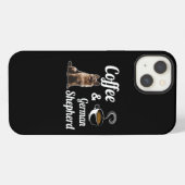四コーヒーとジャーマンシェパード iPhoneケース (裏面横)