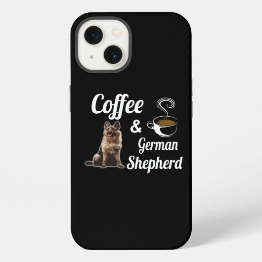 四コーヒーとジャーマンシェパード iPhoneケース (裏面)