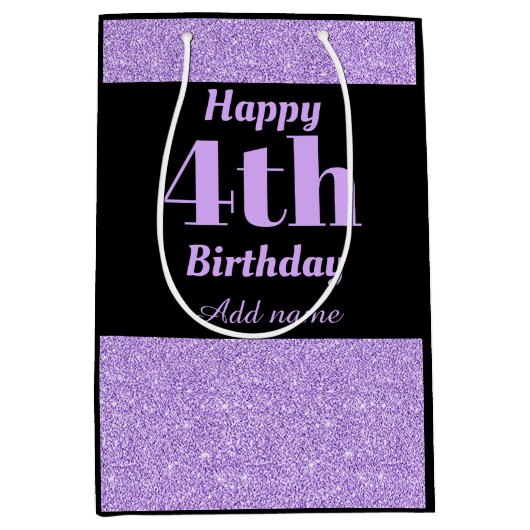 四スタイリッシュパーソナライズされた歳の誕生日抱き枕 ミディアムペーパーバッグ (正面)