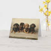 四ダックスシャンドパピー | カール・ライチェルト カード (黄色い花)