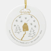 四パーソナライズされたつの初めてのクリスマス セラミックオーナメント (正面)