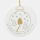 四パーソナライズされたつの初めてのクリスマス セラミックオーナメント (裏面)