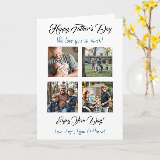 四パーソナライズされた写真テンプレート父の日 カード (黄色い花)