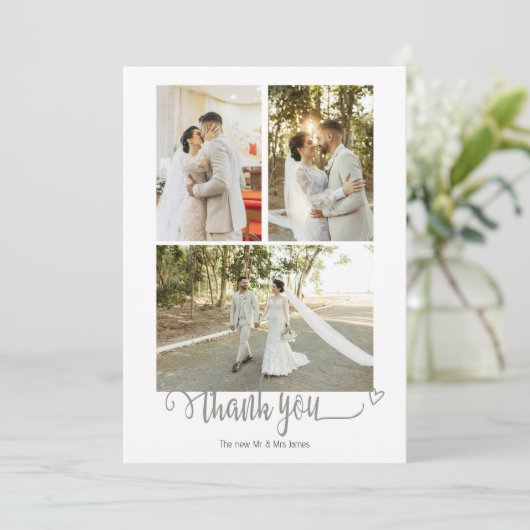 四パーソナライズされた写結婚真 サンキューカード (スタンド正面)