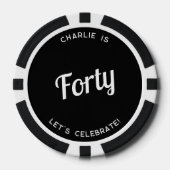 四パーソナライズされた十四百四十誕生日 ポーカーチップ (正面)