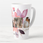 四パーソナライズされた枚の写真と文字の花 カフェラテマグ (右アングル)