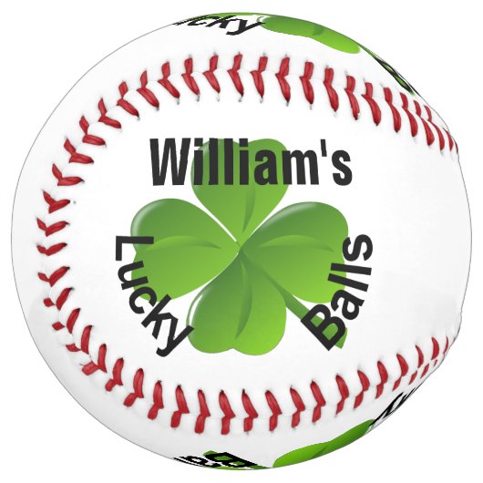 四パーソナライズされた葉クローバーラッキー ソフトボール (正面左)
