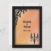 四フランスの分ゴシックオ結婚レンジテーマ 招待状 (裏面)