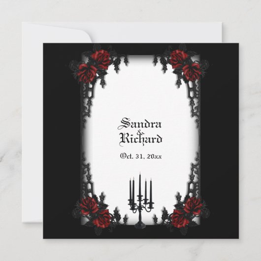 四フランスの分ゴシックテーマ結婚式招待状 招待状 (裏面)