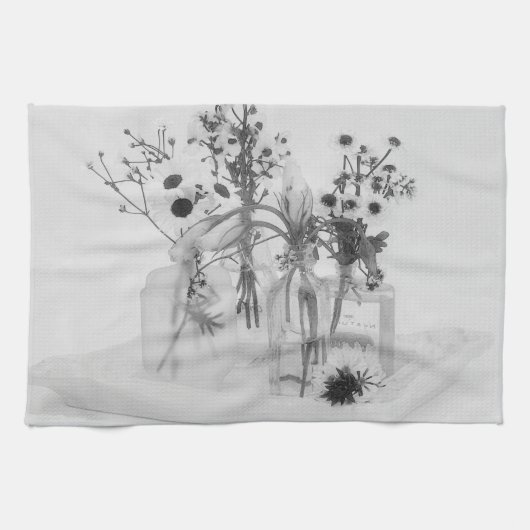 四ボトル白花 キッチンタオル (横)