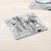 四ボトル白花 スクエアペーパーコースター (アングル)