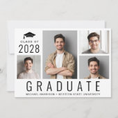 四ミニマルモダン写真卒業パーティー 招待状 (正面)