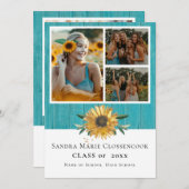 四モダンコラージュひまわり卒業記念 案内状 (正面/裏面)