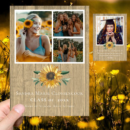 四モダンコラージュひまわり卒業 案内状