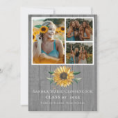 四モダンコラージュひまわり卒業 案内状 (正面)