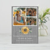 四モダンコラージュひまわり卒業 案内状 (スタンド正面)