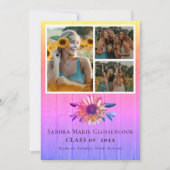 四モダン写真コラージュ虹彩卒業 案内状 (正面)