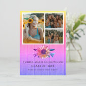 四モダン写真コラージュ虹彩卒業 案内状 (スタンド正面)