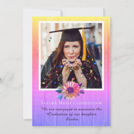 四モダン写真コラージュ虹彩卒業 案内状