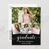 四モダン写真卒業パーティー書道 インビテーションポストカード (正面/裏面)