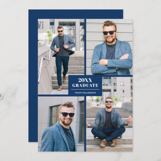 四モダン写真卒業 招待状 (正面/裏面)