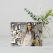 四モダン写真卒業 箔招待状ポストカード (立ち正面)