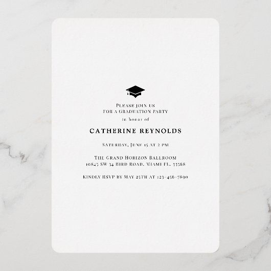 四モダン写真卒業 箔招待状 (裏面)