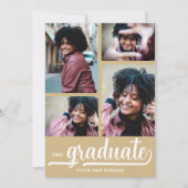 四モダン写真金ゴールド卒業 案内状 (正面)