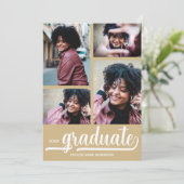 四モダン写真金ゴールド卒業 案内状 (スタンド正面)