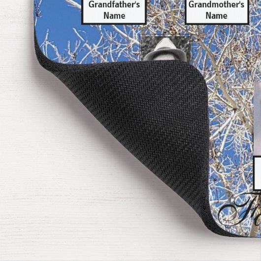 四世代の葉のない冬の家族の木の写真 マウスパッド (コーナー)