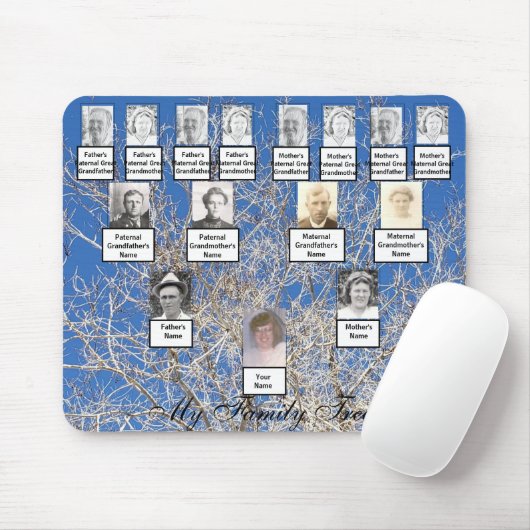 四世代の葉のない冬の家族の木の写真 マウスパッド (マウス)