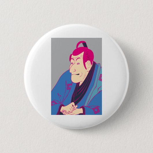 四世市川蝦蔵の竹村定之進 カラフル 缶バッジ (正面)