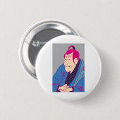 四世市川蝦蔵の竹村定之進 カラフル 缶バッジ (正面&裏面)