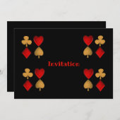 四人がスーツを着パーソナライズされたた 招待状 (正面/裏面)