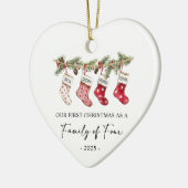 四人家族の靴下のクリスマス セラミックオーナメント (左)