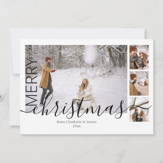 四写真テンプレートシンプルメモダンリークリスマス シーズンカード (正面)