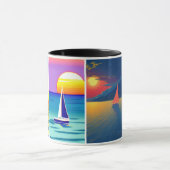 四写真帆船リラックス夕焼け風景 マグカップ (中央)