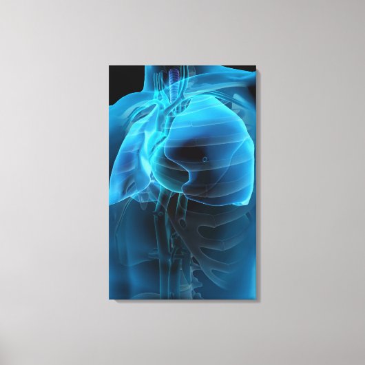 四分の三のハートと肺 キャンバスプリント (正面)