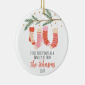 四初めてのクリスマスカスタム陶磁器磁器心線 セラミックオーナメント (右)