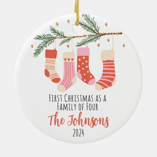 四初めてのクリスマスカスタム陶磁器磁器心線 セラミックオーナメント (裏面)