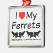 四匹のフェレットが大好き メタルオーナメント (左)