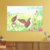 四匹の小さなハリネズミが草原に キャンバスプリント (インサイチュ (リビング))