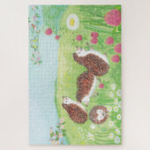 四匹の小さなハリネズミが草原に ジグソーパズル (縦)