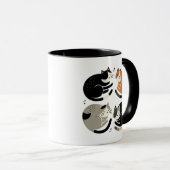 四匹の猫が円を描いて眠る – お祓い マグカップ (正面右)